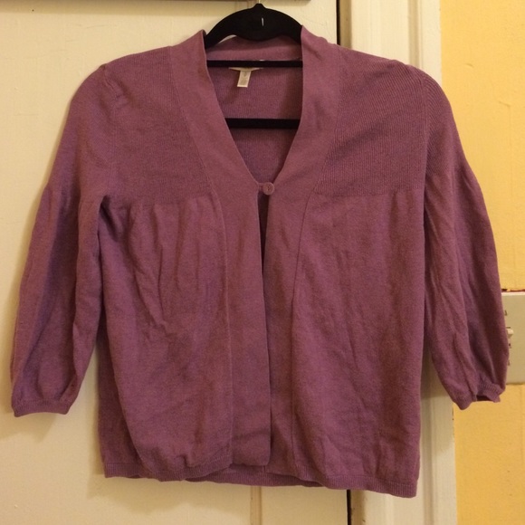 Cute 3/4 sleeve purple cardigan