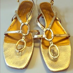 Circa Joan & David gold sandals with dust bag