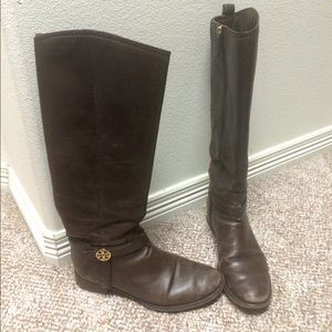 Brown Leather Tory Burch Riding Boots