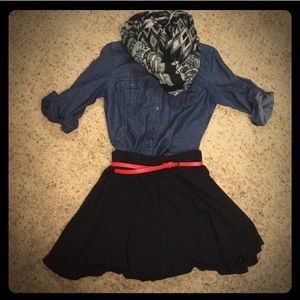 3/4 length sleeve Denim Button-Down Top