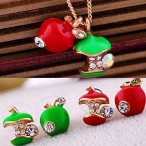 Set: necklace + Lovely stud earrings Apple