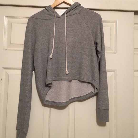 Gray Cropped Hoodie