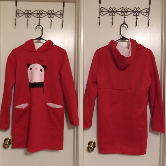 Brand new red Panda long hoodie dress