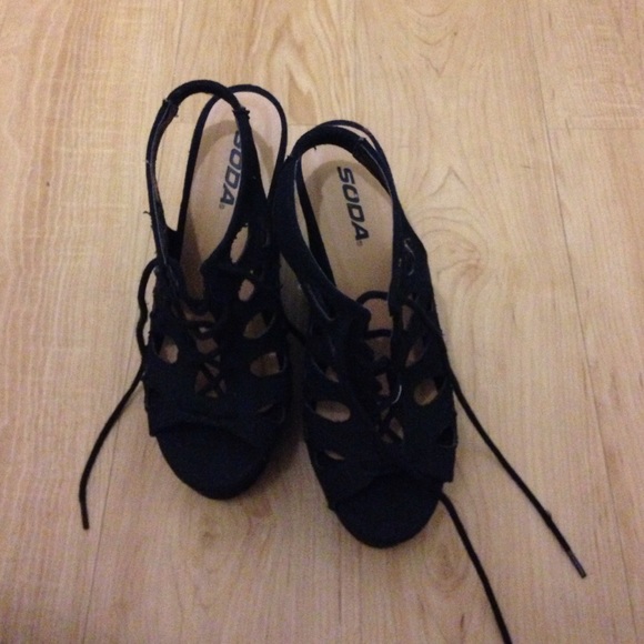 cute black wedges worn for less than an hour