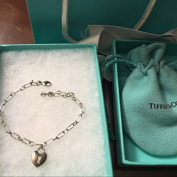 Tiffany & Co chain link bracelet with mini heart