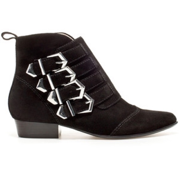 Zara Flat Ankle Boots with Buckles