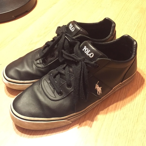 Polo black leather sneakers