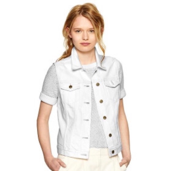 Nwot GAP white distressed denim vest