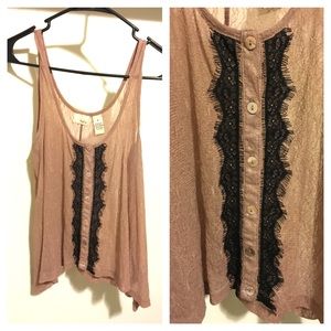 Tan Lace Tunic Tank