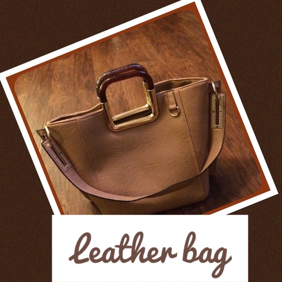 👜🎒Nice leather handbag - tortoise shell handles.