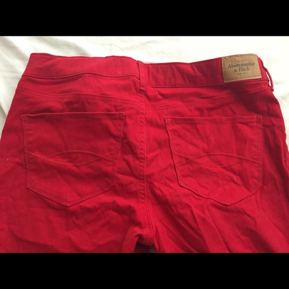 Abercrombie and Fitch red velvet skinny fit pants
