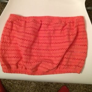 Strapless orange crop top