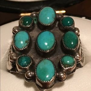 Exquisite Antique Turquoise & Silver ring/Size 6.5