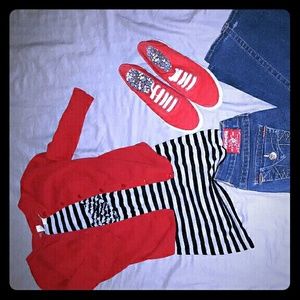 Grey and black striped tank