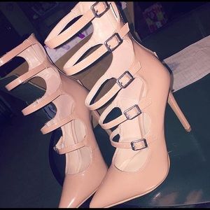 cute strappy nude heels !