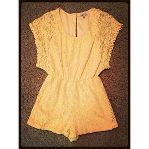 YELLOW LACE ROMPER