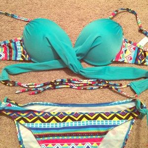 teal aztec print bikini