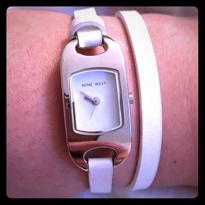 White leather wrap watch