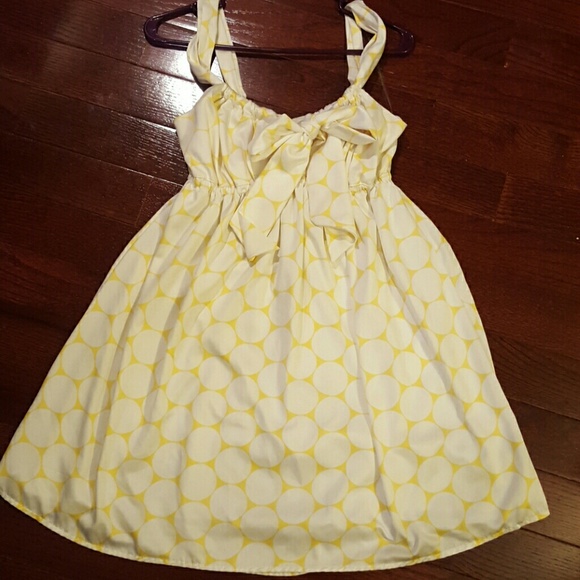 Yellow and White Polka Dot Dress