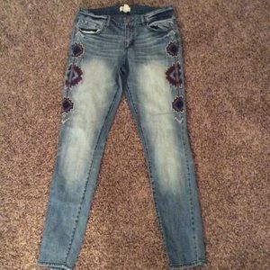 Aztec Embroidered Skinny Jeans