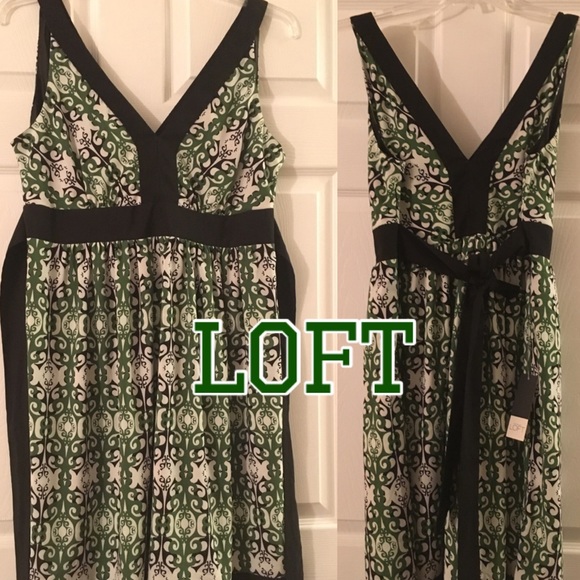 NWT Trulli for LOFT Green Print Dress in 14