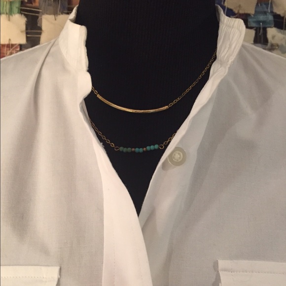 Gold and turquoise bead necklace - Picture 3 of 4