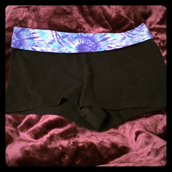 Purple and Blue tie-dye Yoga Shorts - Picture 1 of 3