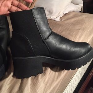 Call It Spring Black Lug Sole Booties