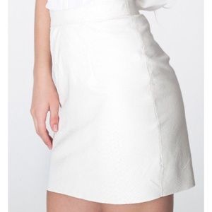 american apparel white lambskin leather skirt