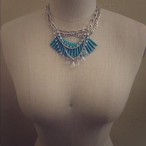 Layered silver and turquoise necklace