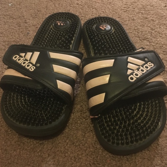 Black adidas addisage slides
