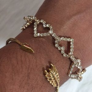 Gold & Crystal Heart Bracelet