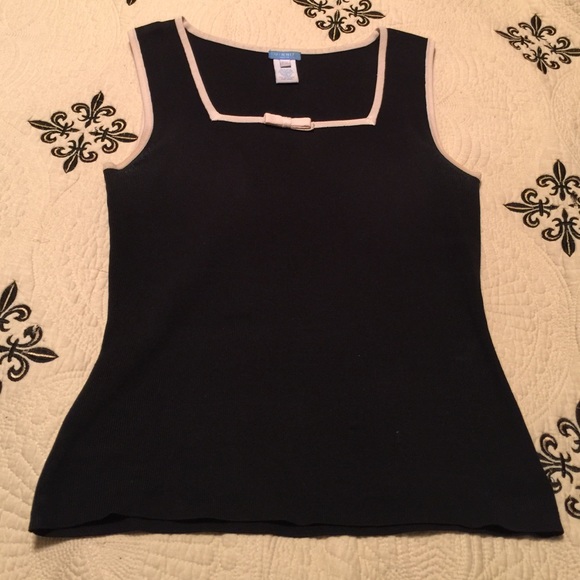 U-Knit Sleeveless Silk Sweater Black & Cream
