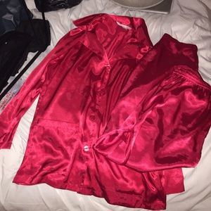 Victoria's Secret Red Silky Pajamas
