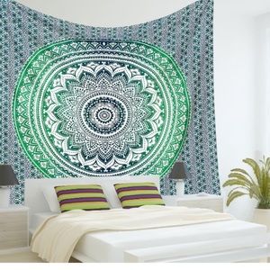 Green turquoise teal tapestry