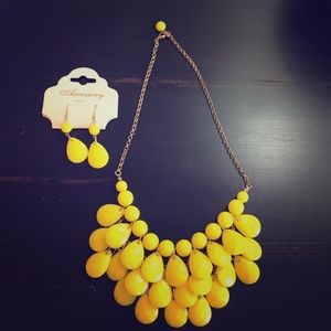 Yellow statement necklace & earrings