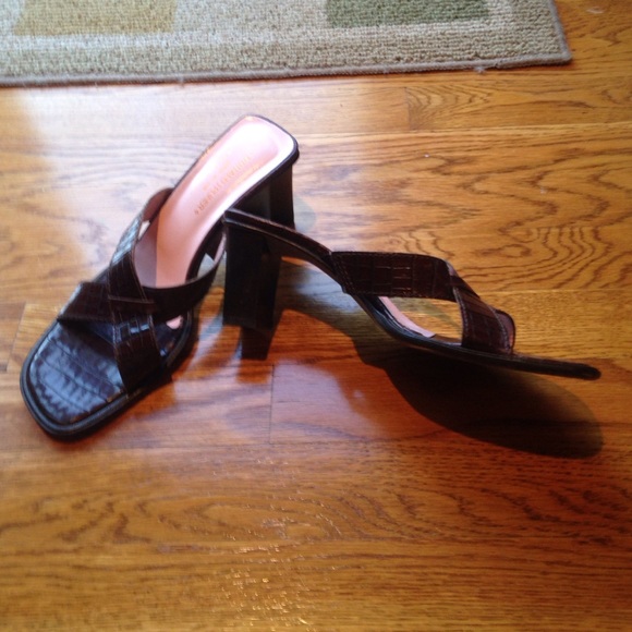 Alligator style heeled sandals