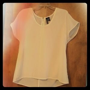 Sheer white high/low shirt