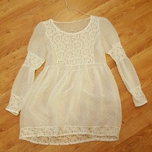 White lace blouse with pearls