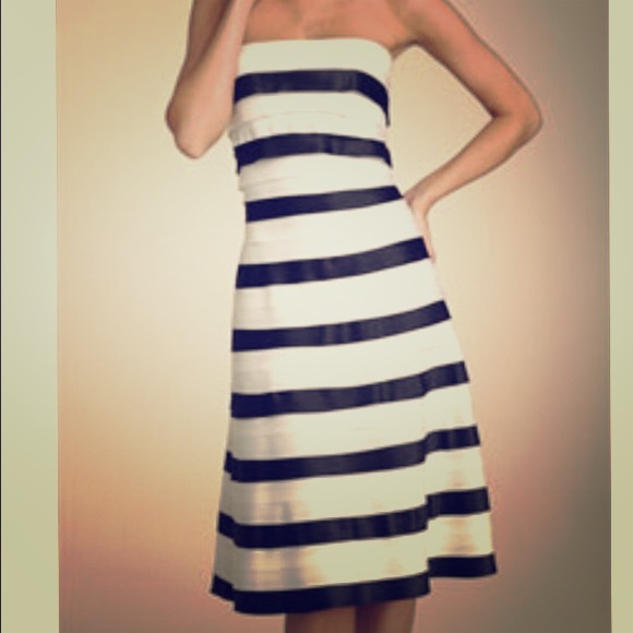 BCBG Size 4P Black and White Ribbon Dress