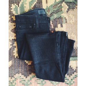 vince black skinny moto jeans