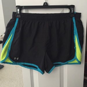 Black/neon/teal semi-fitted shorts