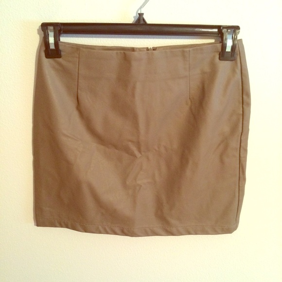 Neutral Leather Mini Skirt