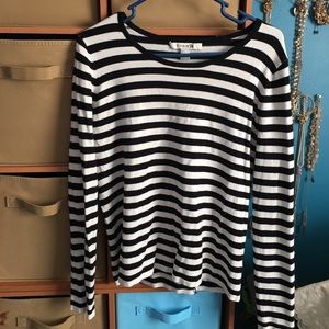 black and white striped top
