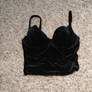 Black suede bustier top