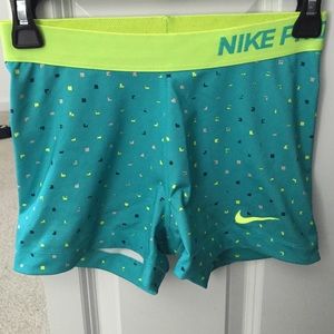 Nike pro teal shorts