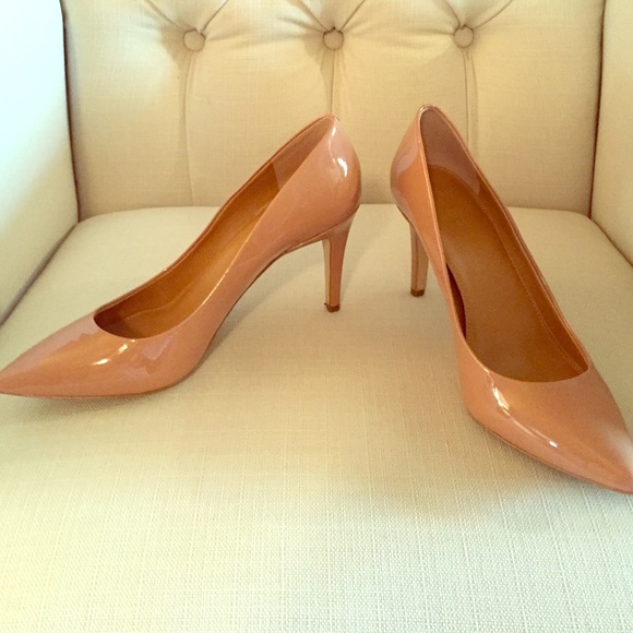 JCREW tan patent pumps