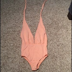 Peach AMERICAN APPAREL halter-top bathing suit