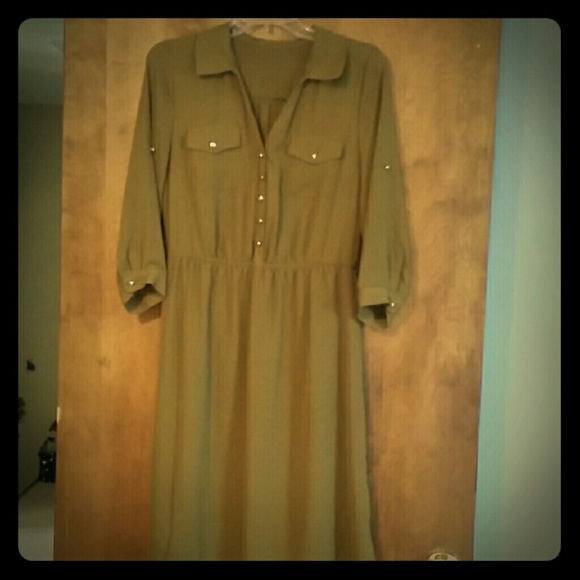 Olive green, fully lined dress