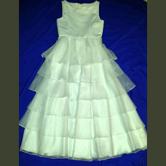 White multi-layer formal gown